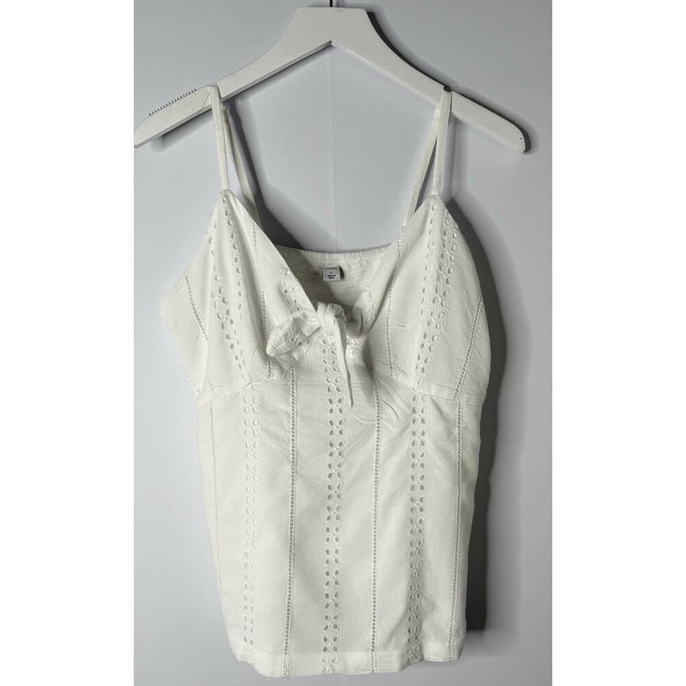 Old Navy Tie Front Calla Lily Cami Top White Eyelet Lace Sz L Country Farmgirl